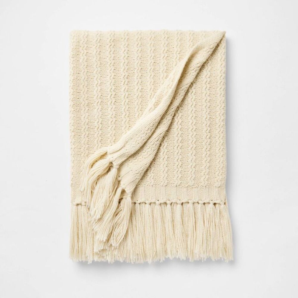 Knit Throw Blanket Cream - Threshold designed w/Studio McGee